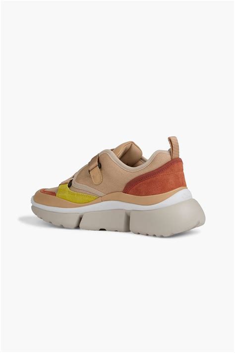 CHLOÉ Sonnie canvas, mesh and suede sneakers.